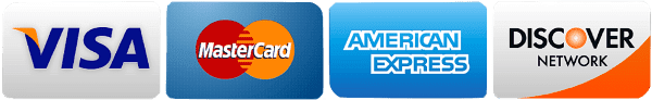 We accept Visa, Mastercard, Amex & Discover